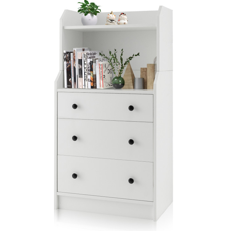 Modern Storage Dresser with Anti-toppling Device-WhiteCostway Gallery View 8 of 12